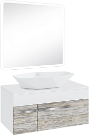 Runo Мебель для ванной Вудлайн 85 Poligono скандинавский дуб/белая – фотография-1